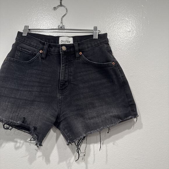 DU/ER Cut Off Black Faded Jean Shorts Women’s Size 27 High Rise Festival Denim - Picture 2 of 7